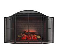 TAIYUESHAN Écran de cheminée d'intérieur à 3 Panneaux, Grand écran Pliable en Fer forgé, Couverture en Maille de décoration extérieure en métal pour cheminée et poêle