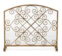 TAIYUESHAN Écran de cheminée en Fer forgé, Pare-feu Plat, Maille de Protection Contre Les étincelles pour la sécurité des bébés et des Animaux domestiques, 38,6 × 8,6 × 33 Pouces (Couleur : Or)