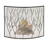 TAIYUESHAN Écran de cheminée Hearth Arcd Guard, Cadre en Fer forgé Solide avec Treillis métallique, Pare-étincelles sur Pied, Motif de Branches (Couleur : Noir)