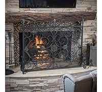 TAIYUESHAN Écran de cheminée Noir à Panneau Unique avec Couvercle en Maille, Protection Contre Les étincelles de sécurité pour bébé et Animal Domestique, pour feu Ouvert/Feux à gaz/brûleur à Bois