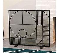 TAIYUESHAN Écran de cheminée Plat avec décor de Motifs géométriques, Protection Anti-étincelles de sécurité pour Enfants Robuste pour intérieur et extérieur, 90 × 80 cm