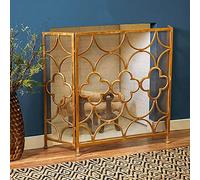 TAIYUESHAN Écran de cheminée Robuste avec Panneau à 3 Volets, écran de cheminée pour cheminée et poêle intérieur/extérieur - Couleur dorée