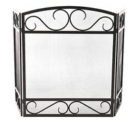 TAIYUESHAN Écrans de cheminée pliants - Bouclier à 3 Panneaux en Fer forgé Fleurs Noires Garde-clôture Forwplace Accessoires de cheminée pour Foyer agréable