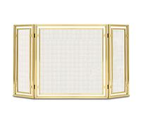 TAIYUESHAN Grand écran de cheminée à 3 Panneaux, en Fer forgé orné, décoration de Porte Debout, clôture en Maille Solide, 138 × 76 cm (Couleur : doré)