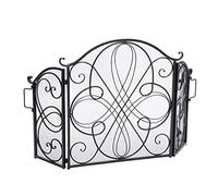 TAIYUESHAN Iron Art Écran de cheminée Pliable, cloison de Porte de Salon Noire, Protection Contre Les étincelles à Panneau Plat en Maille à Trois Volets pour cheminée (Couleur : Noir)