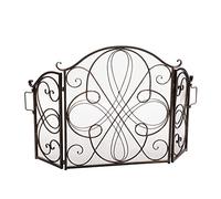 TAIYUESHAN Iron Art Écran de cheminée Pliable, cloison de Porte de Salon Noire, Protection Contre Les étincelles à Panneau Plat en Maille à Trois Volets pour cheminée (Couleur : Noir)