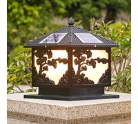 TAIYUESHAN Lampadaires solaires extérieurs pour Villa, Cour, clôture, Paysage, borne Lumineuse en Aluminium avec Base de Montage sur jetée, luminaire d'extérieur étanche IP54 Vintage foncé 30 cm