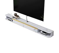 TAIYUESHAN Meuble De Rangement Mural/Étagères avec 1 Porte, Meuble TV Flottant en Bois Massif Multicouche, Console Média Murale, Trou De Gestion des Câbles Caché/B/101Cm Family