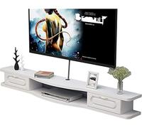 TAIYUESHAN Meuble TV, Lowboard TV, Étagères Flottantes, Console TV Murale Asymétrique, avec 2 Tiroirs, Panneau Quatre Couleurs 100/120/140/160Cm, Console Média Murale./100Cm B/B Family