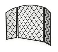 TAIYUESHAN Pare-feu à 3 Panneaux en Fer forgé fabriqué à la Main, Pare-étincelles avec Panneaux Pliables, pour clôture de sécurité pour Enfants et Animaux domestiques, Noir/doré (Couleur : Noir)