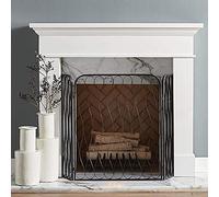 TAIYUESHAN Pare-feu à 3 Volets pour décoration de Protection Contre Les Flammes, écran de cheminée en Fer fabriqué à la Main avec Finition Noire Antique vieillie