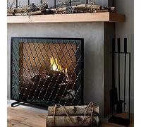 TAIYUESHAN Pare-feu à Panneau Unique, Pare-Flamme avec Grille Fine, Pare-feu en métal pour Feux Ouverts/Feux à gaz - Noir