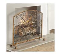 TAIYUESHAN Pare-feu de cheminée doré 33 Pouces de Haut, Pare-feu en Maille métallique avec Maille Haute densité, clôture de cheminée en Fer forgé Solide pour Une Utilisation extérieure ou intérieure