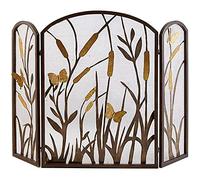 TAIYUESHAN Pare-feu de cheminée Pliable à 3 Panneaux en Fer forgé, Pare-étincelles pour bébé, Finition Marron Antique 127 × 90 cm (Couleur : Marron)