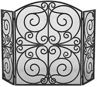 TAIYUESHAN Pare-feu de sécurité Extensible Sculpture Creuse en Fer forgé Cloison de cheminée 3 Panneaux avec Filet Anti-poussière Décorations pour la Maison (Couleur : Noir)