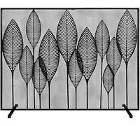 TAIYUESHAN Pare-feu en Maille métallique Feuilles en Fer forgé Cloison de cheminée avec Filet Anti-poussière Garde-Corps de Sol pour la Maison Sécurité pour bébé 98x80x23cm (Couleur : Noir)