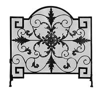 TAIYUESHAN Pleasant Hearth Écran de cheminée, Protection Contre Les étincelles en Fer forgé avec parchemin décoratif, pour la décoration du Salon, Noir