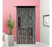 Taiyuhomes Rideau Fil Rideau De Porte en Perles Rideau Anti Mouches pour Porte Exterieur Moustiquaire Rideaux Exterieur Cloison De Séparation De Pièces (Noir, 90x200cm(35x79''))