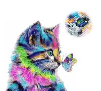 Taiyyi 5D DIY Diamant Complet Chat,Le Chat Diamond Painting,Diamant Peinture,Idéal pour la décoration murale familiale, 30 x 30 cm