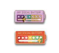 Taiyyi Lot de 2 broches de batterie sociale drôles de batterie sociale pour l'expression de soi accessoire de mode en émail pour sacs à dos, vestes et chapeaux（A,B,C,D） (C)