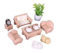 TAIZhiChen 12 Pièces Ensemble de Meubles Miniatures pour Maison de Poupée Canapé Table Basse Jouet Simulation Accessoires Décoratifs Résine PP Adapté Aux Filles, 11pc