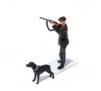 TAIZhiChen 2 Pièces Figurine de Chasseur à l'Échelle 1/64, Poses Dynamiques, Ensemble Figurines Chasse Matériau Statuette, pour Maquette Ho, Sand Table, Chasseur Noir Tirant avec Fusil Et Chien
