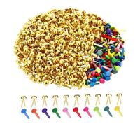 TAIZhiChen 300 Attaches Parisiennes, Punaises pour Scrapbooking, Accessoires de Loisirs Créatifs, épingles à Nourrice pour La Création de Cartes, Or et couleurs