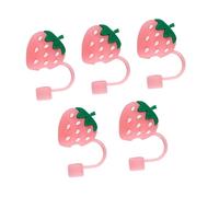 TAIZhiChen 5 Couvercles En Forme de Fraise, Joints Hermétiques Multi-usages, Jolis Bouchons En Silicone pour La Cuisine, Rose