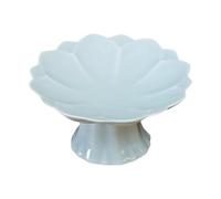 TAIZhiChen Assiette à pied en céramique, porte-fruits, plateau à fruits, présentoir à desserts pour la décoration intérieure, Bleu Cyan