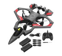 TAIZhiChen Avion de Chasse Radiocommandé, Avion de Combat Téléguidé, Modèle Volant Télécommandé avec Éclairage LED, Figures 360° et Vol Stable, Jouet Extérieur pour Adolescent, Noir 2 Batteries