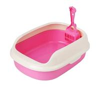 TAIZhiChen Bac à Litière pour Chat à Dessus Ouvert, Bac à Litière pour Chat avec Côté Haut, Bac à Sable Semi-fermé Facile à Nettoyer pour Tous Les Types de Litiè, Rose Rouge