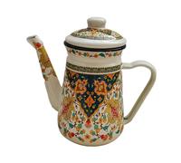 TAIZhiChen Cafetière en émail, Pichet à Lait, Multi-usages, Réutilisable, Bouilloire Robuste de 1,2 L pour La Maison, La Cuisine, Le Restaurant, La Bière, Fleur d'orange