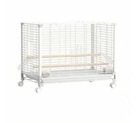 TAIZhiChen Cage pour Oiseaux Volière Habitat Demeure Design Spacieux pour Perruches et Calopsittes Tiges Horizontales Ouvertures pour Nourrir Plateau Coulissant, Array, Blanc, Grand
