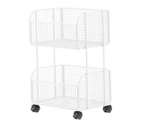 TAIZhiChen Chariot à dossiers roulant, chariot utilitaire mobile, étagère portable d'intérieur, rangement sous bureau, rangement pour placard, salle de bain, Blanc Deux Couches