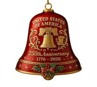 TAIZhiChen Cloche Décorative pour Le 250e Anniversaire, Décoration pour Sapin de Noël, Design Rétro, Créatif et Léger, à Suspendre à L'intérieur, Ferme, Rouge