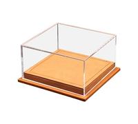 TAIZhiChen Coffret de Rangement pour Petites Voitures à L'échelle 1/64 avec Base En Cuir PU et Couvercle En Acrylique, Brun clair