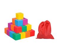 TAIZhiChen Cubes en bois colorés, jouet d'apprentissage des mathématiques, blocs carrés en bois colorés, jouet à empiler pour l'école et les enfants, 2.5 Cm 30 Pièces