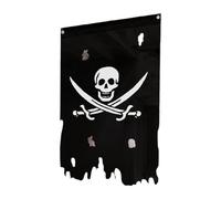 TAIZhiChen Drapeau Pirate Vertical en Lambeaux, Décoration d'halloween, Articles de Fête Tendance, Bannière en Os de Crâne, Drapeau Tête de Mort pour Porte, Style D