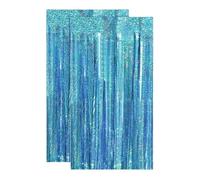 TAIZhiChen Lot de 2 rideaux à franges décoratifs et pratiques, brillants, 99 x 200 cm, pour décoration de salle, fêtes costumées, mariages, Bleu Clair