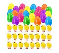 TAIZhiChen Lot de 24 poussins miniatures colorés en peluche, remplis d'œufs de Pâques, à glisser dans un panier ou à offrir aux enfants et adolescents, Style A