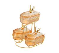 TAIZhiChen Plateau à apéritifs, assiette de rangement pour fruits secs, plat à bonbons compact, décoratif et élégant avec support en métal, idéal pour les fêtes, Brun avec Des élans