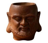 TAIZhiChen Pot de Fleurs en Forme de tête de Bouddha, Ornement Traditionnel, jardinière, Statuette, Figurine, Pot de Fleurs pour Jardin, Bureau, Centre de Table, Brun