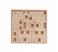 TAIZhiChen Puzzle Château en Bois Apprentissage Précoce Puzzle Blocs en Bois Reconnaissance des Formes Géométrique pour Enfants, Tout-Petits, Château en Hêtre