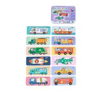 TAIZhiChen Puzzle En Bois, Couleurs et Formes, Jouet éducatif Mignon avec Boîte En Métal pour Garçons et Filles, Enfants, Cadeaux Du Nouvel An, Trafic