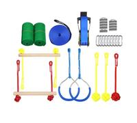 TAIZhiChen Slackline avec Barres Bois Dynamique Jeu D'équilibre Suspendu Facile à Installer pour Enfants, Débutants, Jardin, Parc