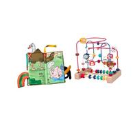 TAIZhiChen Toys de Perles de Bois pour Enfants, Scooters de Perles avec Des Animaux, Coordination Des Yeux à La Main et Motricité, avec Livre En Tissu