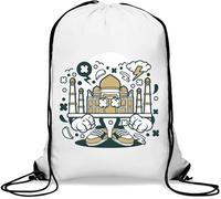 Taj Mahal Crown of the Palace Shah Jahan India Beau Palace Gym Sack Casual Drawstring Bag White