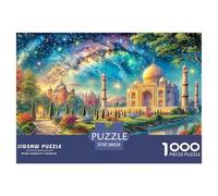 Taj Mahal et dômes dans Une scène étoilée vibrante Puzzle De 1000 Pièces Architecture Fantastique Jeu De Formation Mentale pour Adultes Et Enfants 38x26cm/1000pcs
