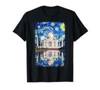 Taj Mahal Van Gogh Nuit étoilée Voyage Inde T-Shirt