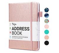 Taja Carnet d'adresses avec onglets alphabétiques, carnet d'adresses à couverture rigide, grand imprimé pour enregistrer les contacts, petit carnet d'adresses pour stocker toutes vos informations